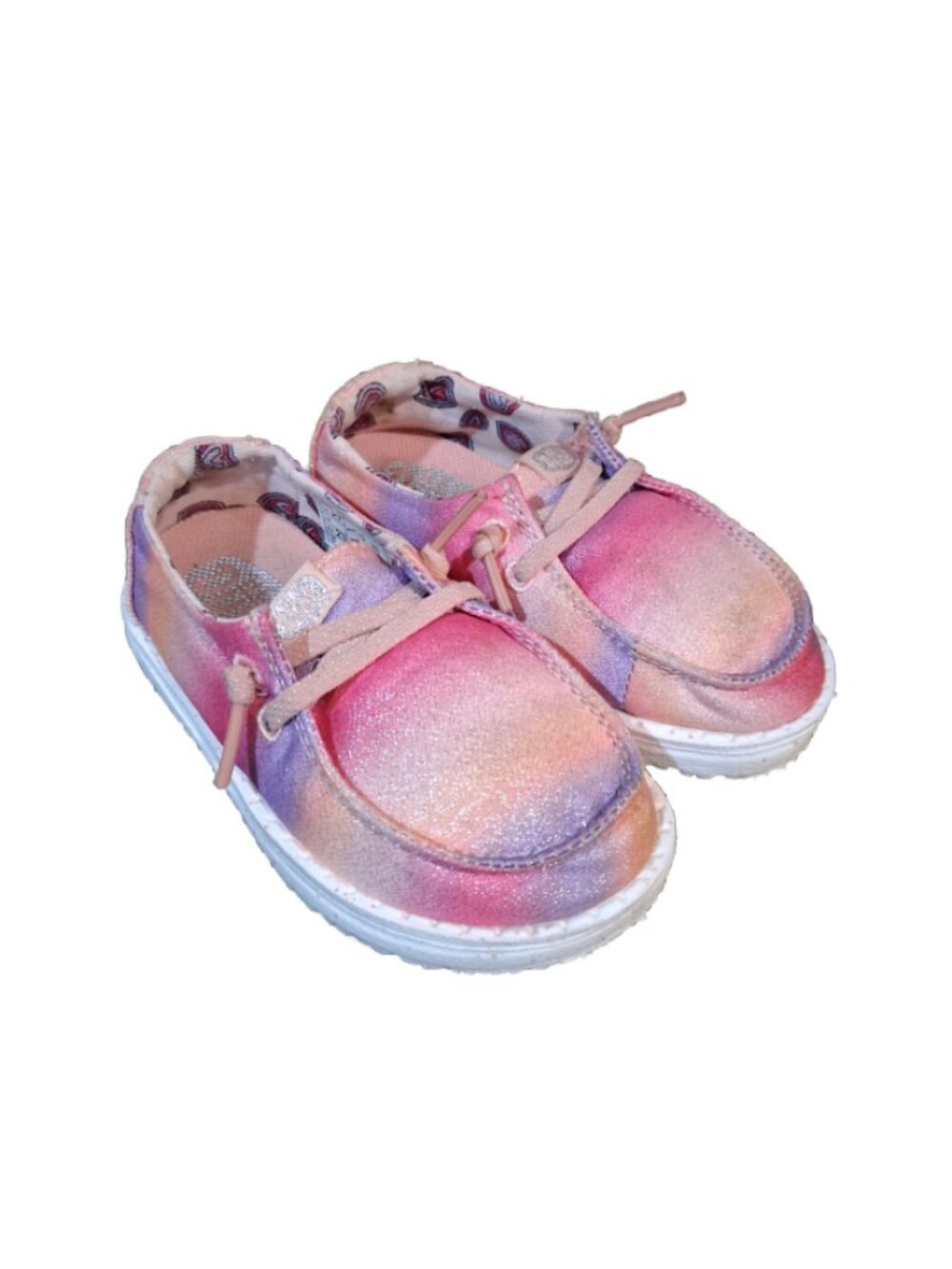 Hey Dude Girls Sparkly Iridescent Pastel Sneakers Size 7